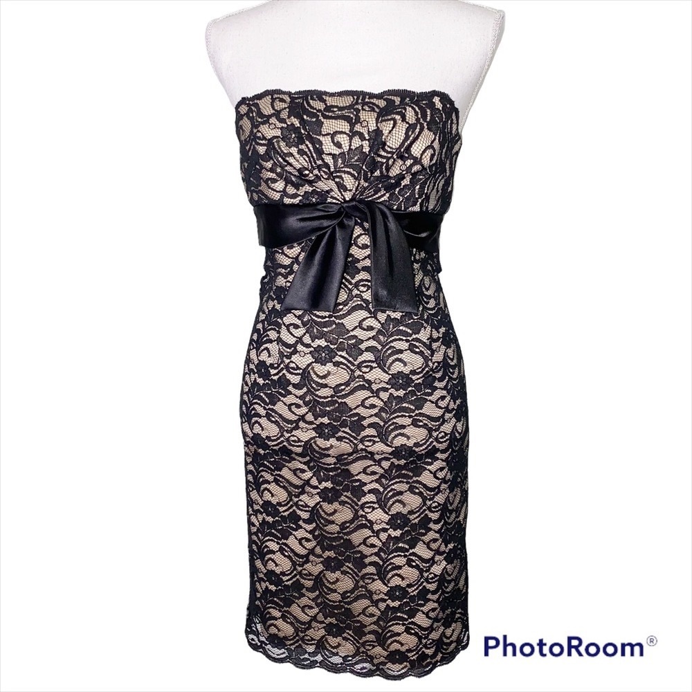 White House Black Market Lace Strapless Cocktail Dress Size 2 - Picture 1 of 10